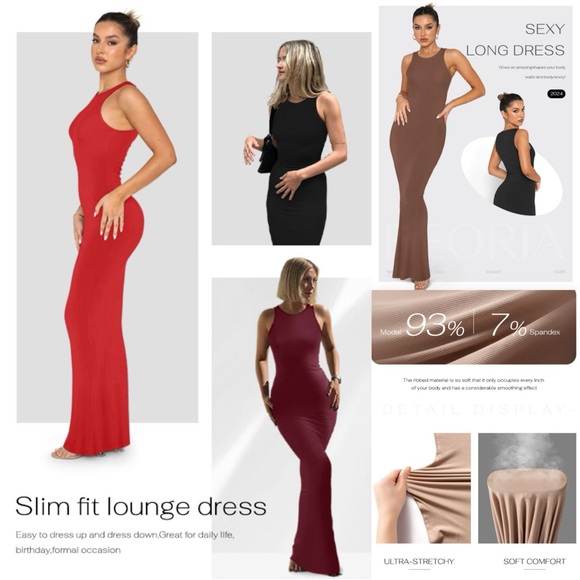 Women's Basic Summer Sexy Lounge Tank Long Dress Elegant Sleeveless Halter Neck - Picture 5 of 17